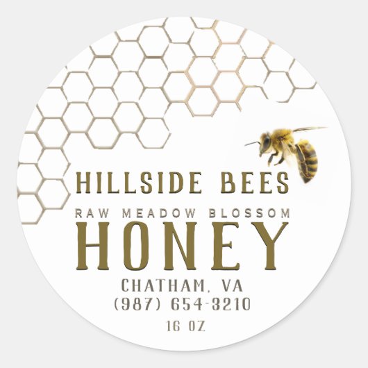 Honeypeb & Bee Raw Miel Étiquette Blanc (Devant)