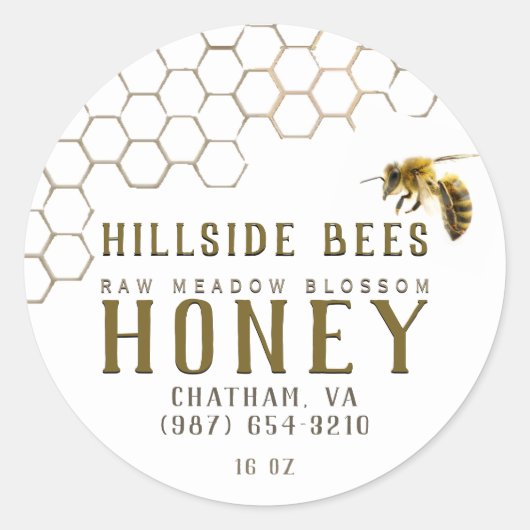 Honeypeb & Bee Raw Miel Étiquette Blanc (Devant)
