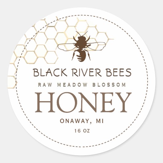 Honeypeb & Bee Raw Miel Étiquette Blanc (Devant)
