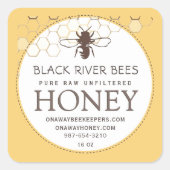 Honeypeb & Bee Raw Miel Étiquette Jaune (Devant)