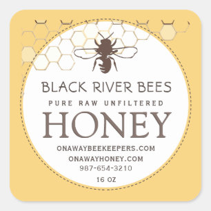 Honeypeb & Bee Raw Miel Étiquette Jaune