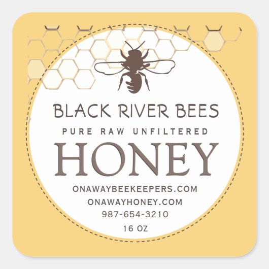 Honeypeb & Bee Raw Miel Étiquette Jaune (Devant)