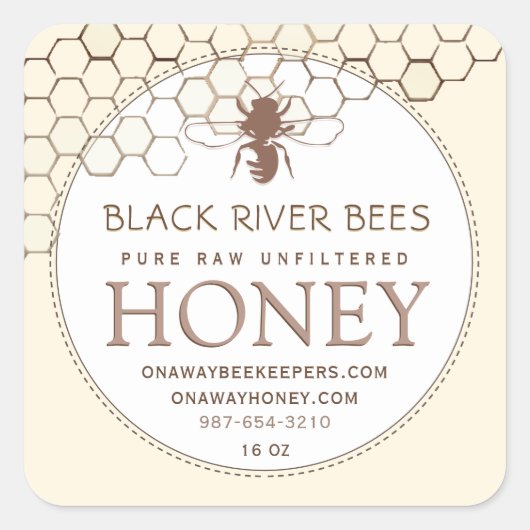 Honeypeb & Bee Raw Miel Étiquette Jaune (Devant)