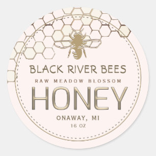 Honeypeb & Bee Raw Miel Étiquette rose pâle