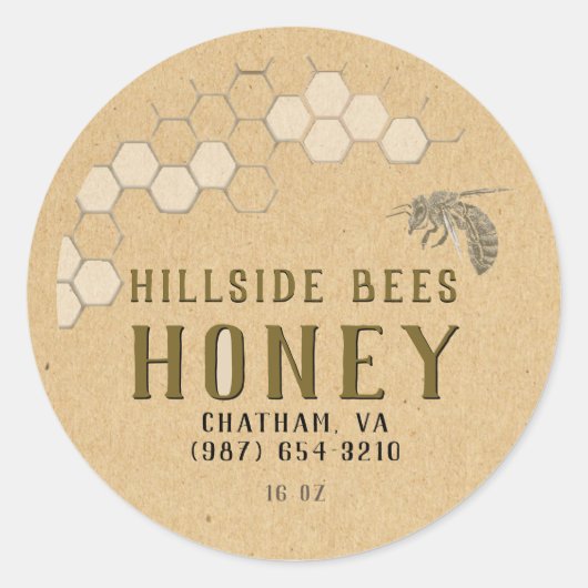 Honeypeb et Bee Miel Étiquette Kraft (Devant)
