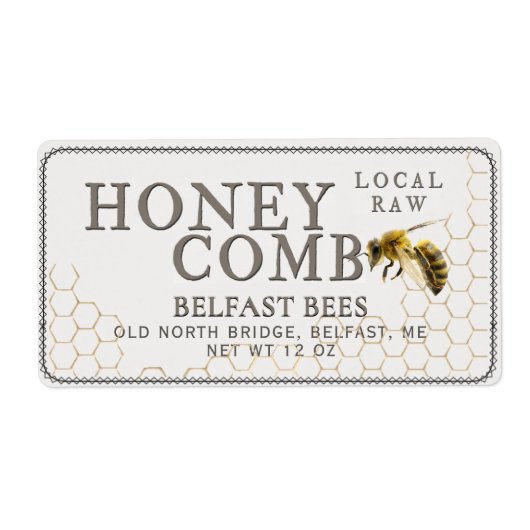 Honeypeb Expédition Étiquette avec abeille réalist (Devant)