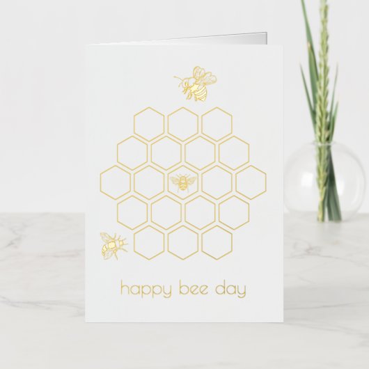 Honeypeb Happy Bee Day Foil Carte d'anniversaire (Recto)