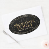 Honeypeb Honey Black Gold Oval Honey Étiquette (Enveloppe)