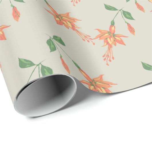 Honeysuckle Bloem Schilderij Patroon Wrapping Papi Cadeaupapier (Rol Hoek)