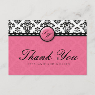 Honeysuckle Damask Monogram Weddenschap Hartelijk  Bedankkaart
