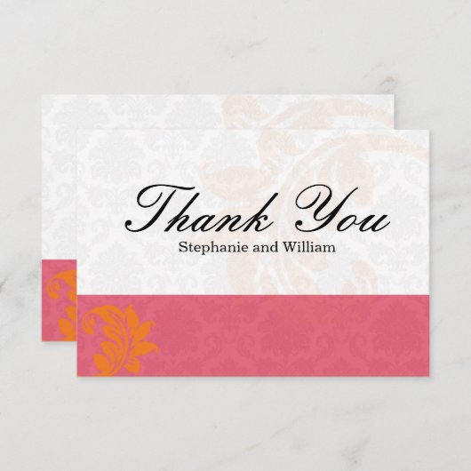 Honeysuckle en koraal bruiloft dank u kaart (Voorkant / Achterkant)