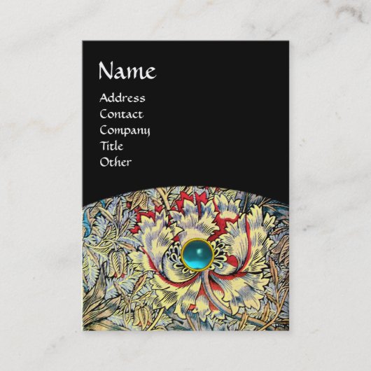 HONEYSUCKLE Fantasy Floral Aquamarijn Blauwe Edels Visitekaartje (Voorkant)