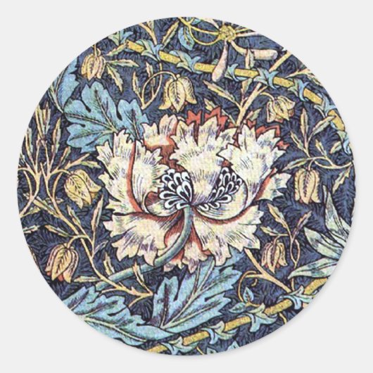 Honeysuckle Flower William Morris Ronde Sticker (Voorkant)