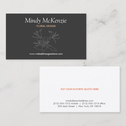 HONEYSUCKLE GRAY Carte de visite (Devant / Derrière)