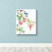 Honeysuckle Hummingbird Stretched Canvas Print (Insitu (Houten vloer))