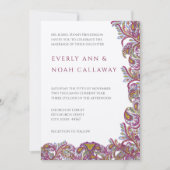Honeysuckle Paisley Peacock Wedding Invitation Kaart (Voorkant)