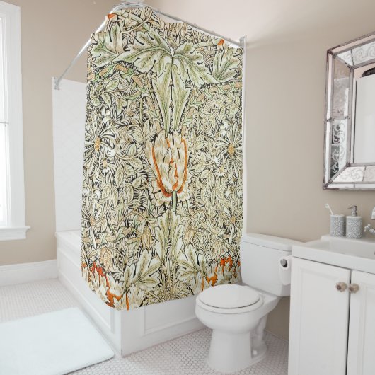 Honeysuckle Pattern (1876) van William Morris Douchegordijn (In situ)