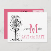 Honeysuckle Pink Bewaar de datumkaarten Aankondigingskaart (Voorkant / Achterkant)