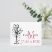 Honeysuckle Pink Bewaar de datumkaarten Aankondigingskaart (Staand voorkant)