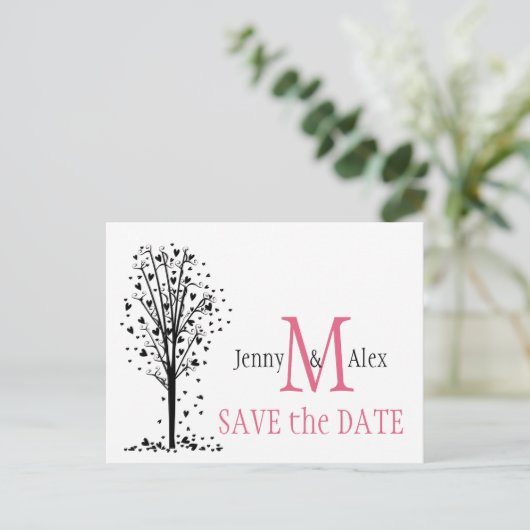 Honeysuckle Pink Bewaar de datumkaarten Aankondigingskaart (Staand voorkant)