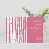 Honeysuckle Pink Birch Tree Invitations de mariage (Debout devant)