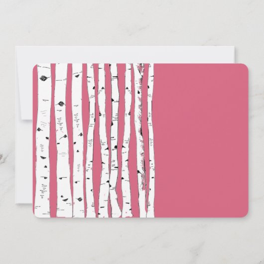 Honeysuckle Pink Birch Tree Invitations de mariage (Dos)
