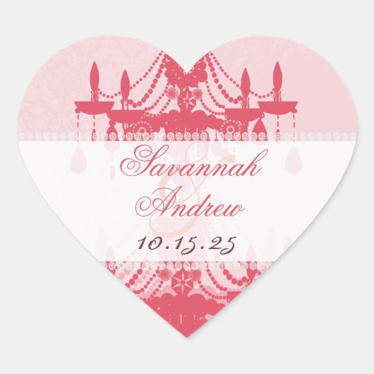 Honeysuckle Pink Damask Chandelier Stickers (Voorkant)