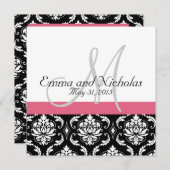 Honeysuckle Pink Monogram Weddenschap Kaart (Voorkant / Achterkant)