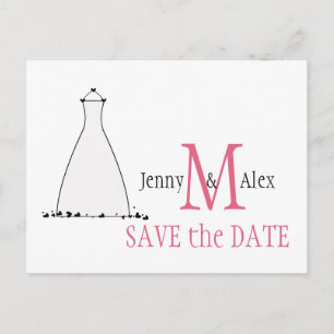 Honeysuckle Pink Save the Date Cards Trouwjurk Aankondigingskaart
