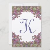 Honeysuckle Raspberry Peacock Paisley Wedding Kaart (Achterkant)