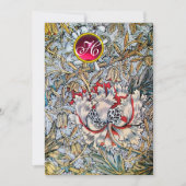 HONEYSUCKLE Red Ruby Monogram Gold Metallic Kaart (Voorkant)