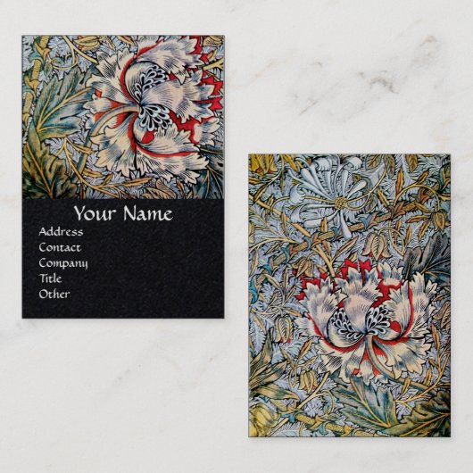 HONEYSUCKLE Roze witte, zwarte Floral Visitekaartje (Voorkant / Achterkant)