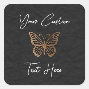 Honeywind Bruine Zwarte Boho Vlinder Sweet 16 Vierkante Sticker