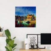 HONFLEUR - docking - oude pier - panorama Poster (Thuiskantoor)