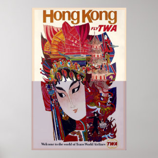 Hong Kong Azië Wereld Reis Oude Reisposter Poster