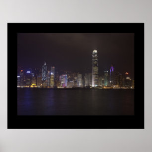 Hong Kong bij nacht Poster