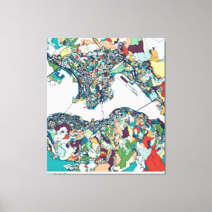 Hong Kong, China Map Canvas Afdruk