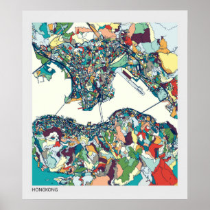 Hong Kong, China Map Poster
