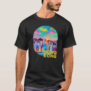 Hong Kong China Retro 90s Vaporwave Mod Colorful T T-shirt