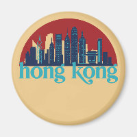 Hong Kong China Retro City Skyline Cityscape Art