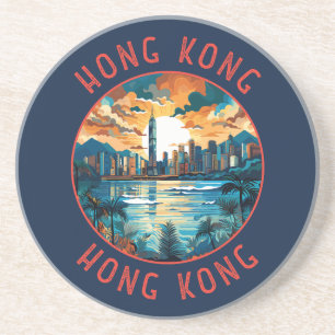 Hong Kong China Retro Noodlijdende Cirkel Zandsteen Onderzetter