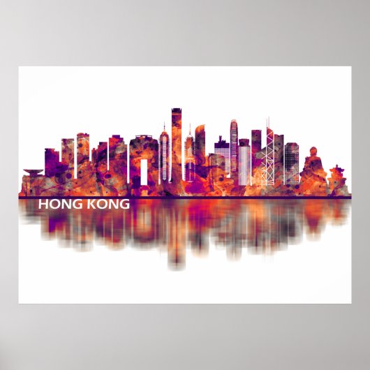 Hong Kong China Skyline Poster (Voorkant)