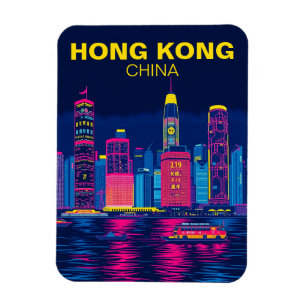 Hong Kong China Skyline Travel Souvenir Magneet