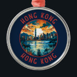 Hong Kong Chine - Cercle en détresse rétrograde<br><div class="desc">Modèle de déplacement vectoriel rétro de Hong Kong. A Blend of East and West : Hong Kong se targue d'un mélange captivant d'influences chinoises et occidentales.</div>