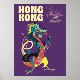 Hong Kong Draak vintage reisposter Poster