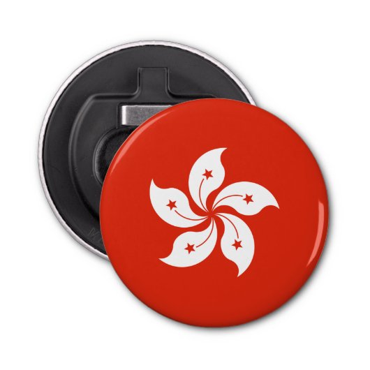 Hong Kong Flag Button Flesopener (Voorkant)