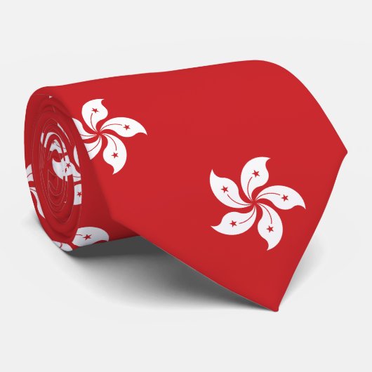 Hong Kong Flag Stropdas (Opgerold)