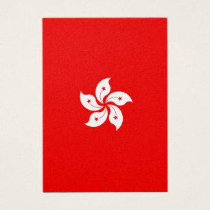 Hong Kong Flag White Orchid on Red Visitekaartje