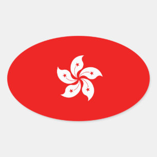 Hong Kong Flag White Orchid Symbol Ovale Sticker