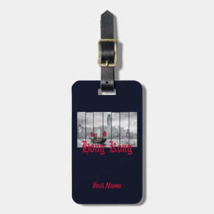 Hong Kong harbor skyline china souvenir Bagagelabel
